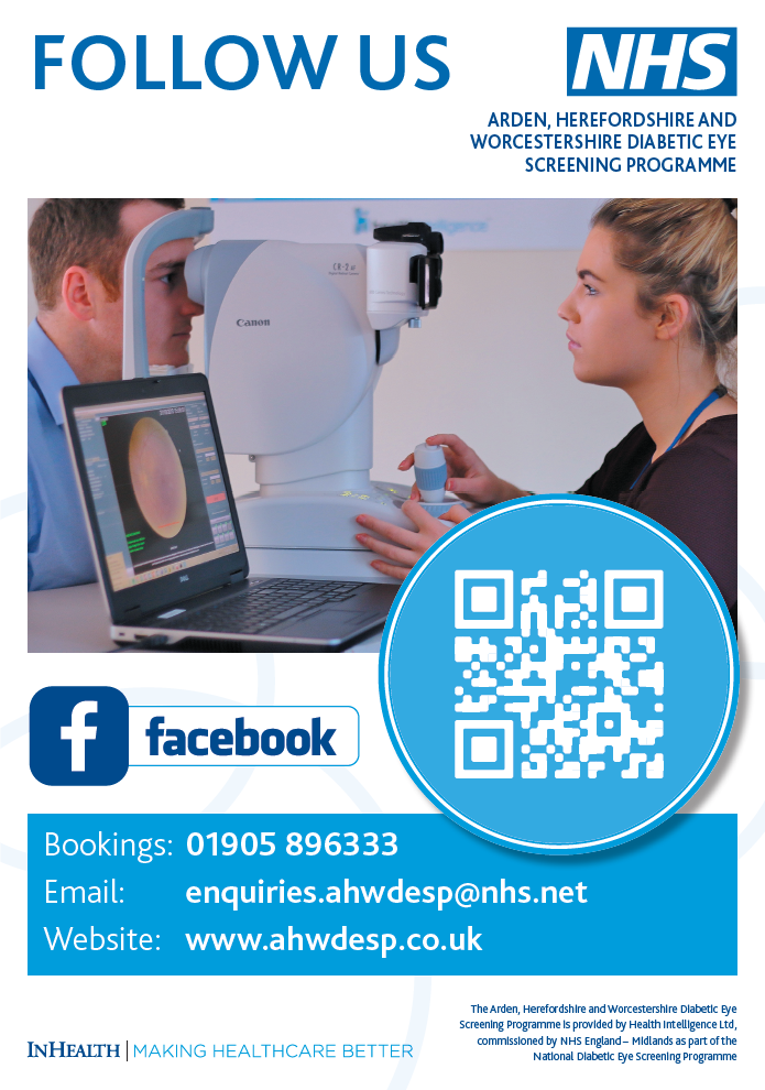 FOLLOW US. Facebook QR code. Bookings: 01905 896333 Email: enquiries.ahwdesp@nhs.net Website: www.ahwdesp.co.uk